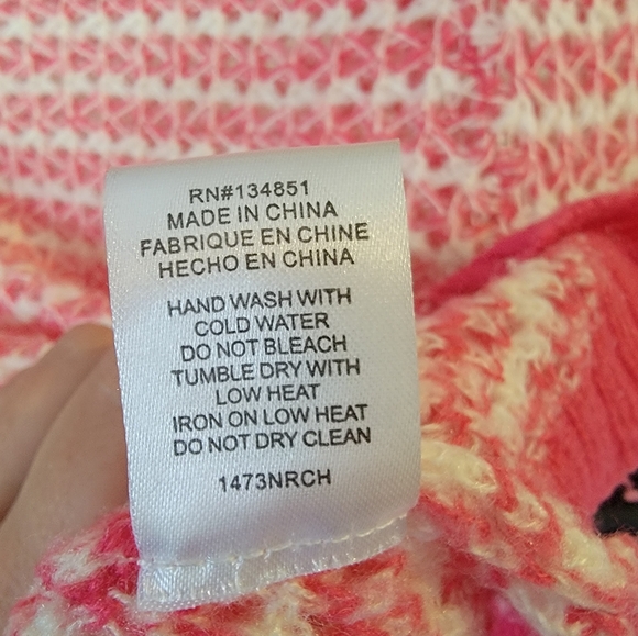 WAYF Open Knit Stripe Crewneck Sweater White Pink Size S - Picture 7 of 7